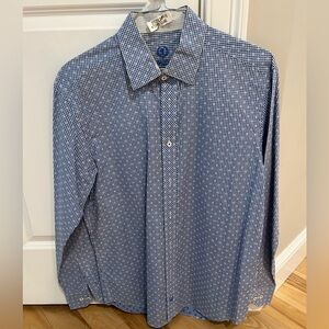 Bugatchi Blue and White Checkered Shirt